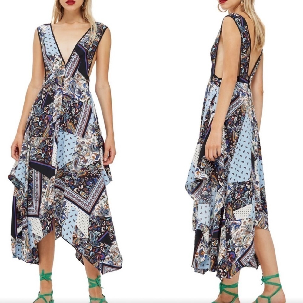 Topshop Boho Patchwork Halter Dress Size 6US
